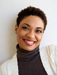 beautiful African-American woman smiling closeup